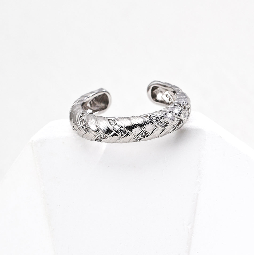 „Éclat“ – Skulpturaler Ring mit geflochtener Textur & Zirkonia