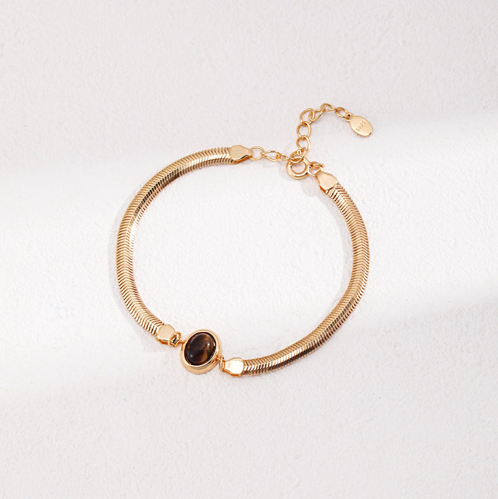 „LUCIA“ – Schlangenkette-Armband mit Tigerauge 