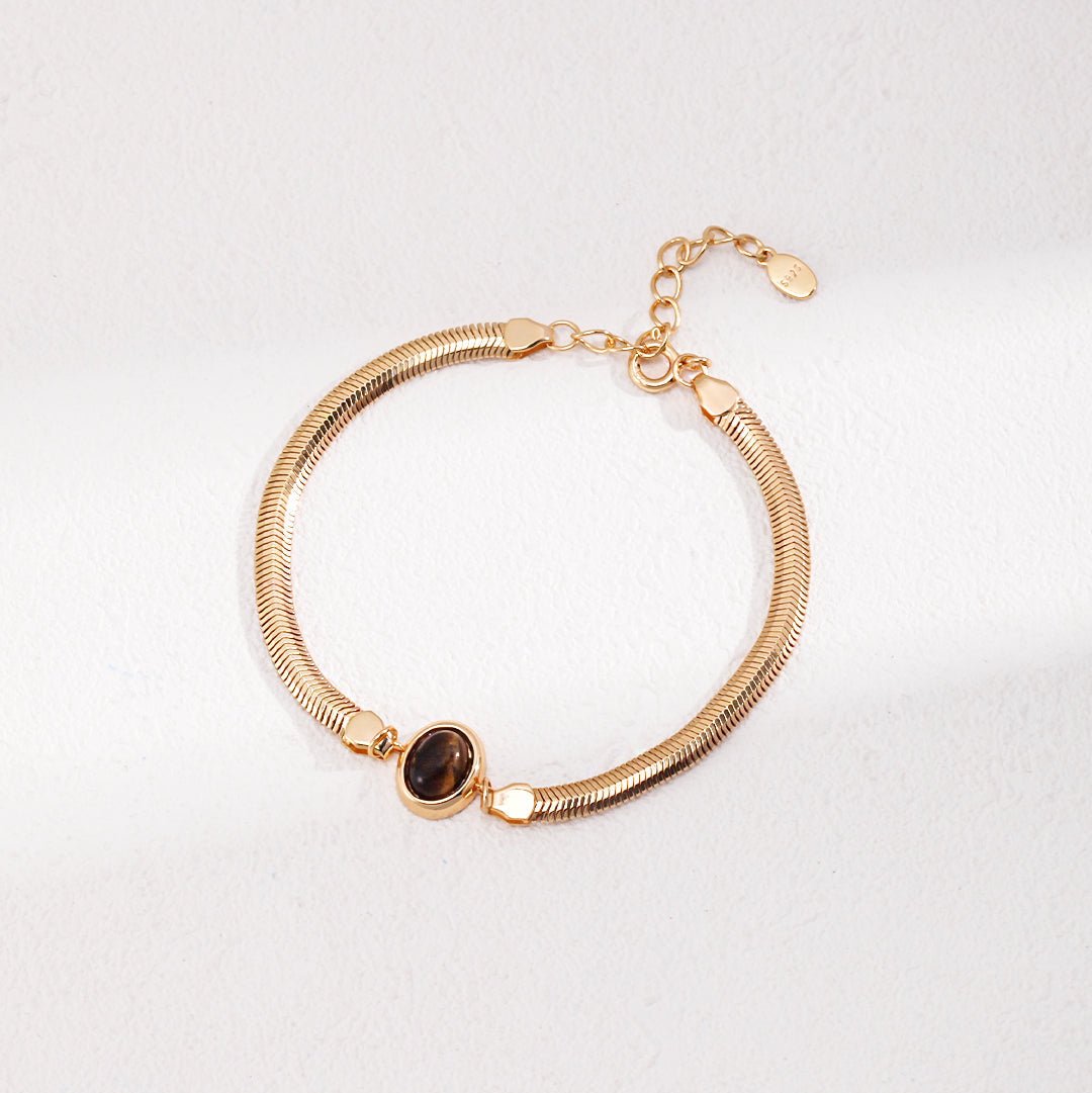 „LUCIA“ – Schlangenkette-Armband mit Tigerauge 