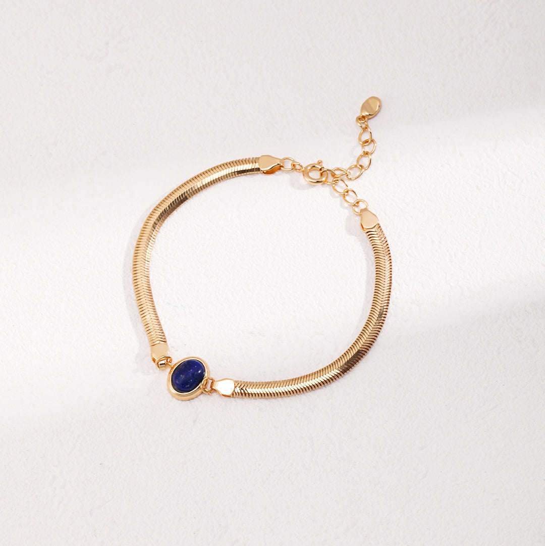 „LUCIA“ – Schlangenkette-Armband mit Lapislazuli