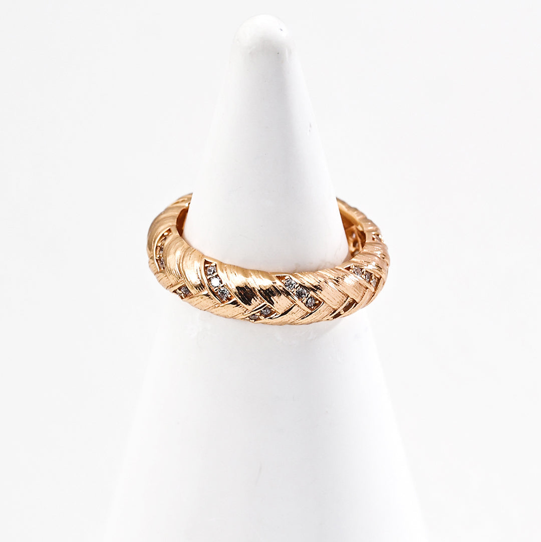 „Éclat“ – Skulpturaler Ring mit geflochtener Textur & Zirkonia