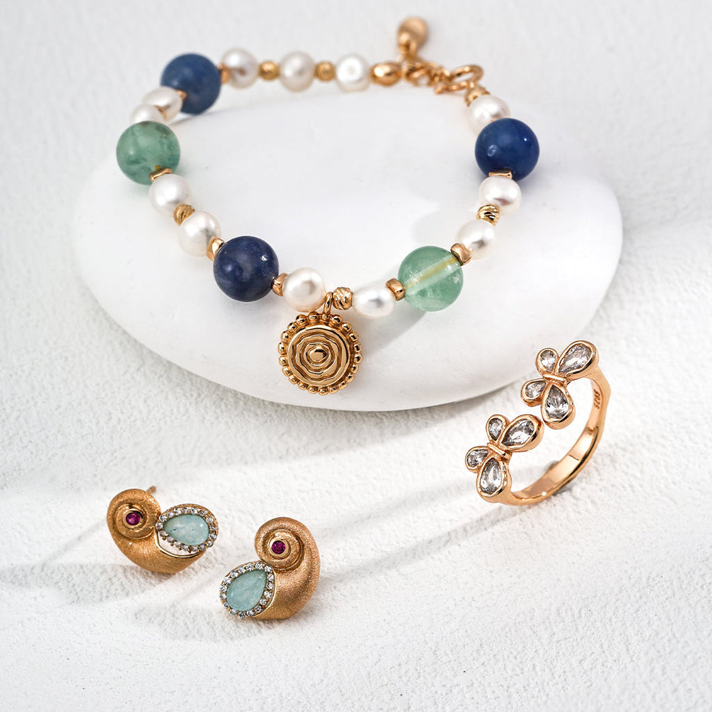 „NAUTILA“ –  Armband mit Perlen & Natursteinen