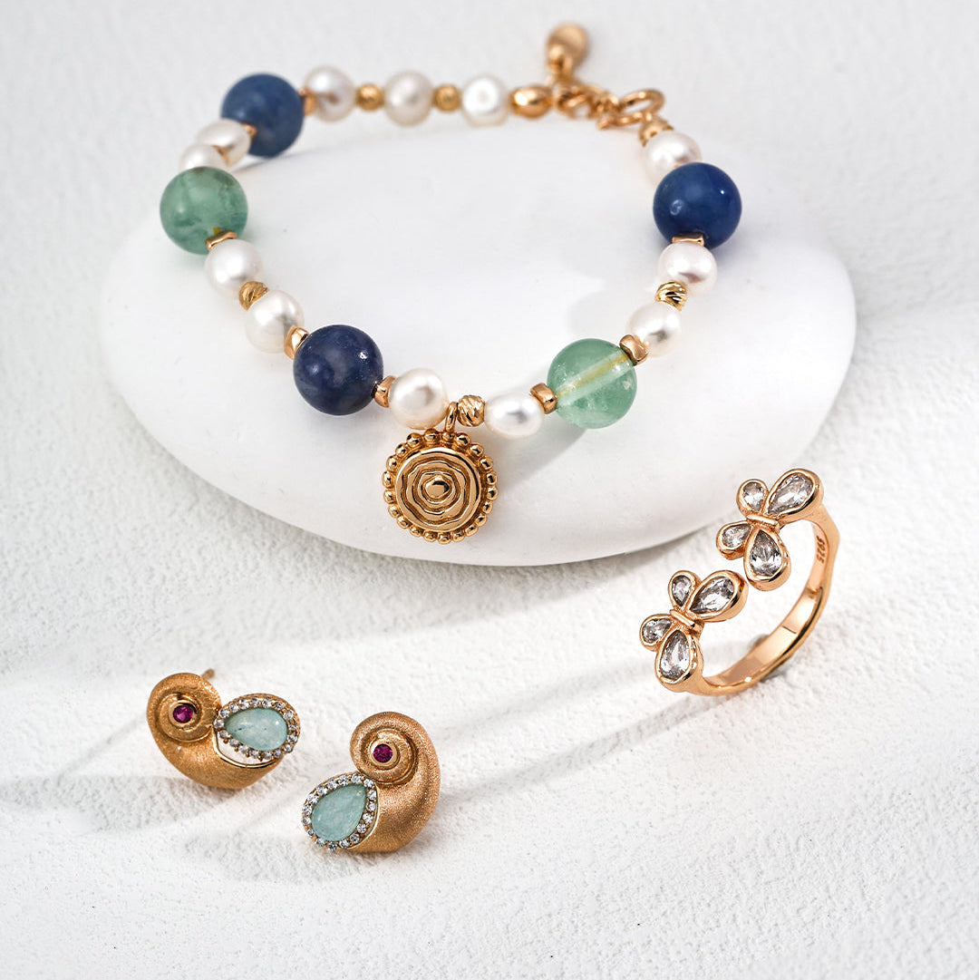 „NAUTILA“ –  Armband mit Perlen & Natursteinen