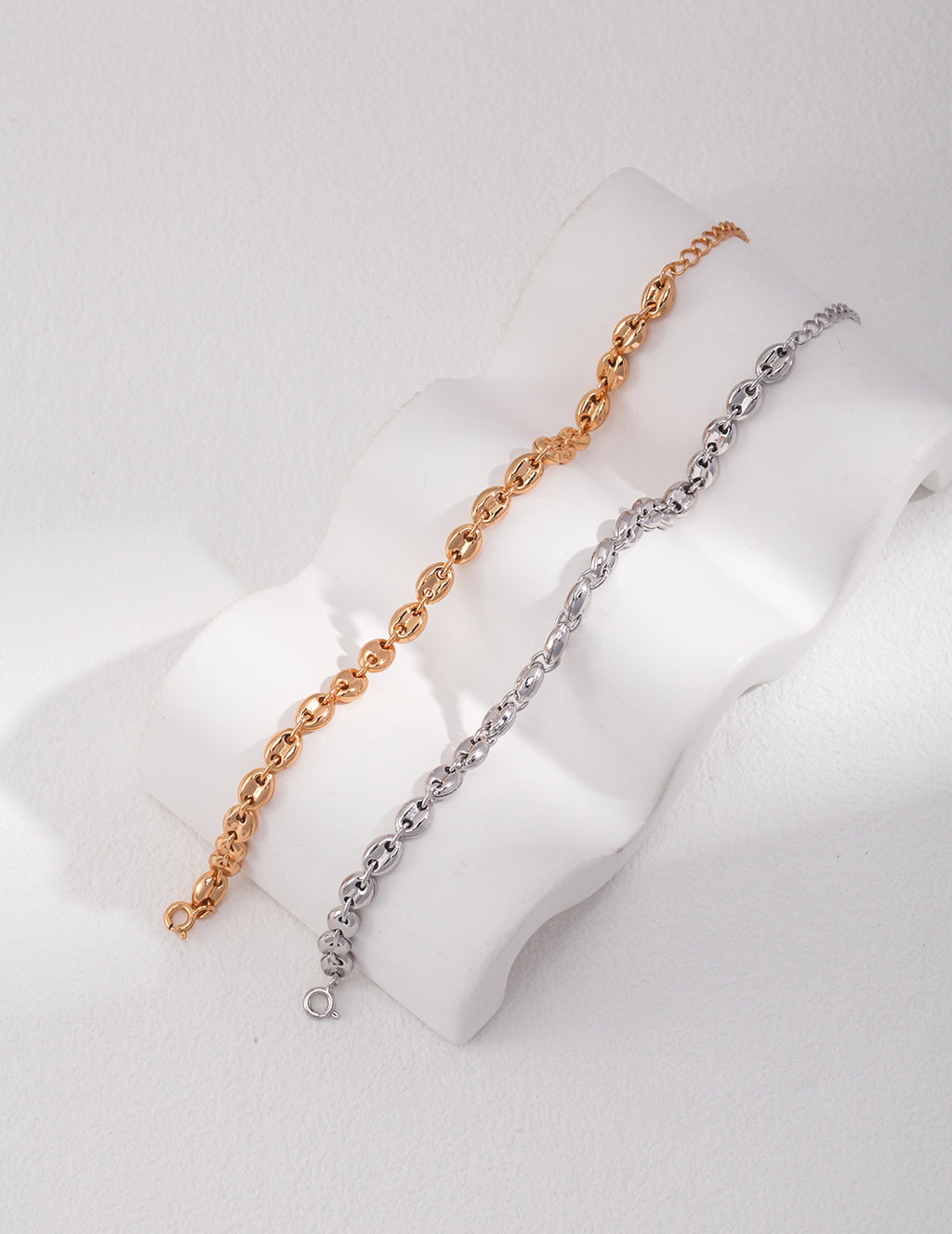 MILO Damen Armband in 925er Silber – vergoldet & versilbert mit ovalen Gliedern, zwei Farbvarianten