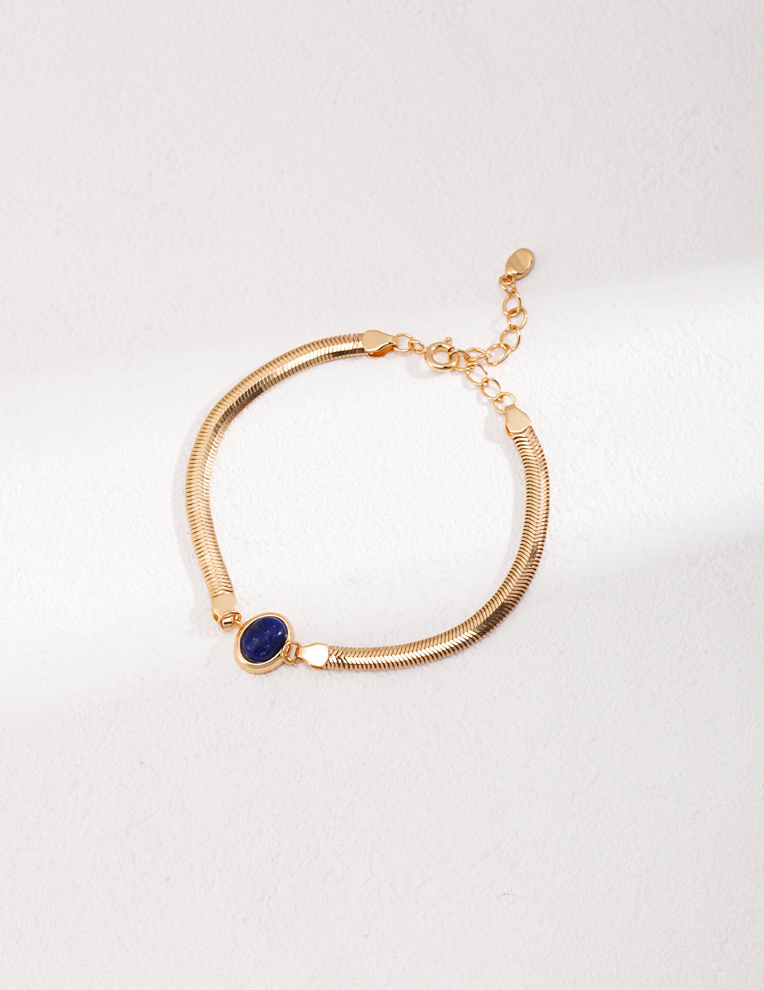„LUCIA“ Armband mit Lapislazuli – feine Schlangenkette aus 925er Silber, 18K vergoldet